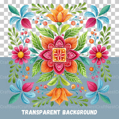 Mexican Embroidery Flowers Clipart Bundle - CraftNest - Digital Crafting and Art