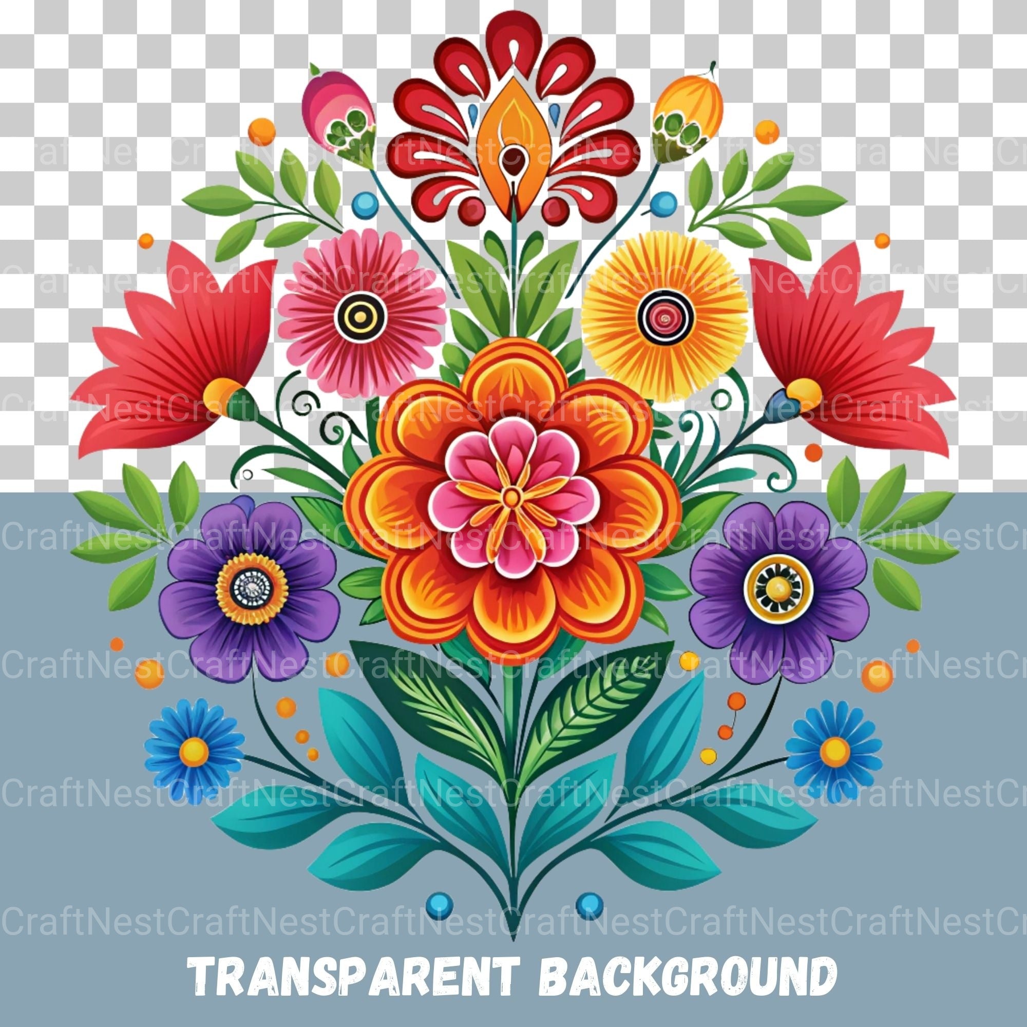 Mexican Flowers 3 Clipart Bundle - CraftNest - Digital Crafting and Art