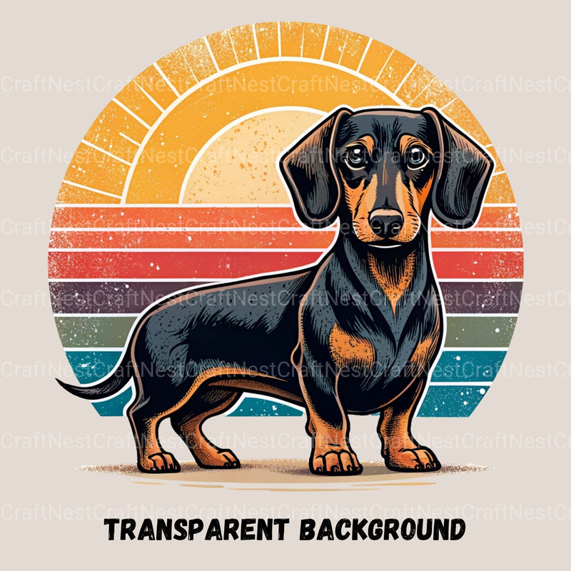 Dachshund Retro Sunset Clipart Bundle - CraftNest - Digital Crafting and Art
