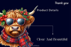 Funny Christmas Highland Cow Clipart Bundle - CraftNest - Digital Crafting and Art