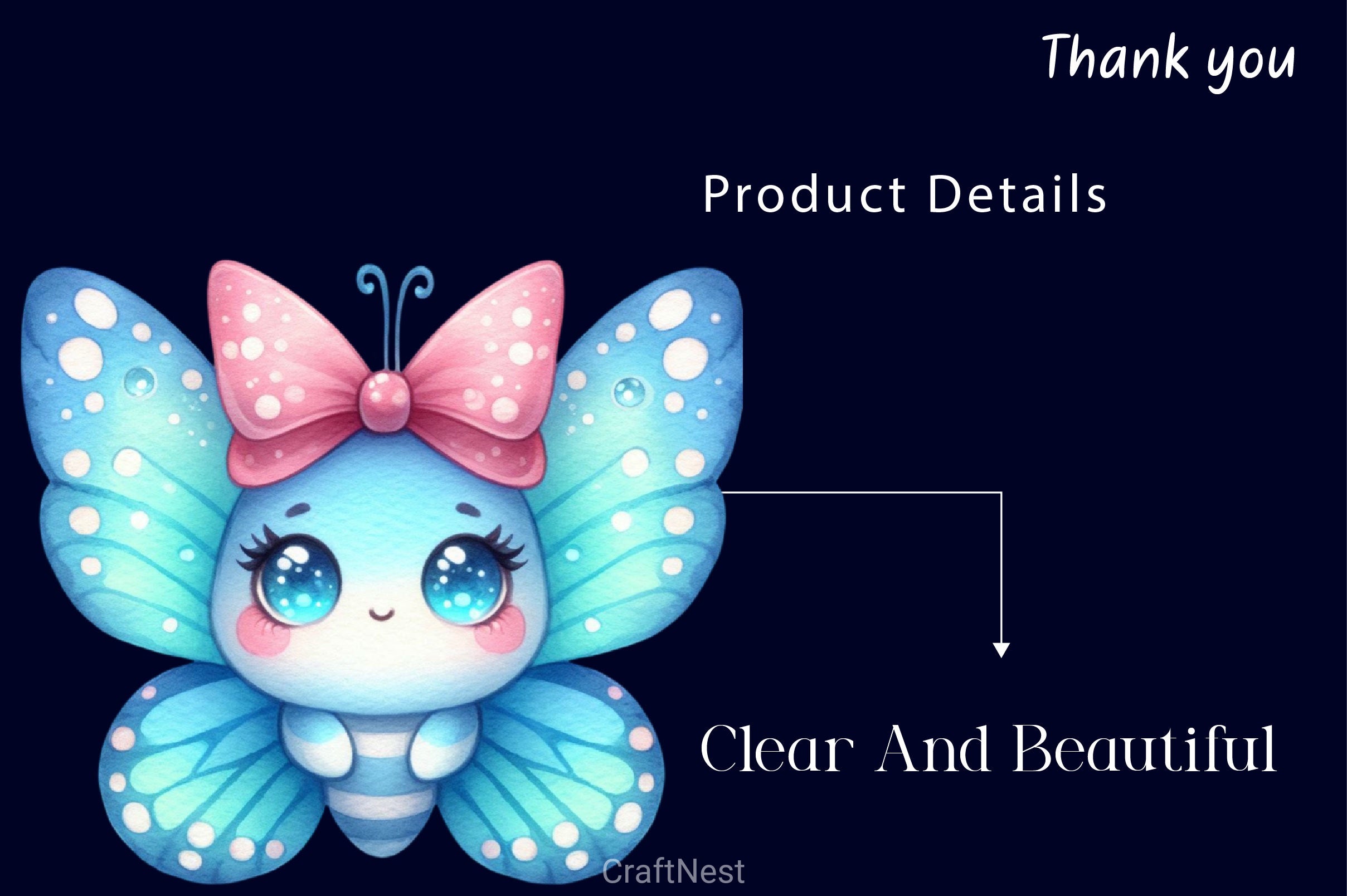 Kawaii Butterflies Butterfly Clipart Bundle - CraftNest - Digital Crafting and Art