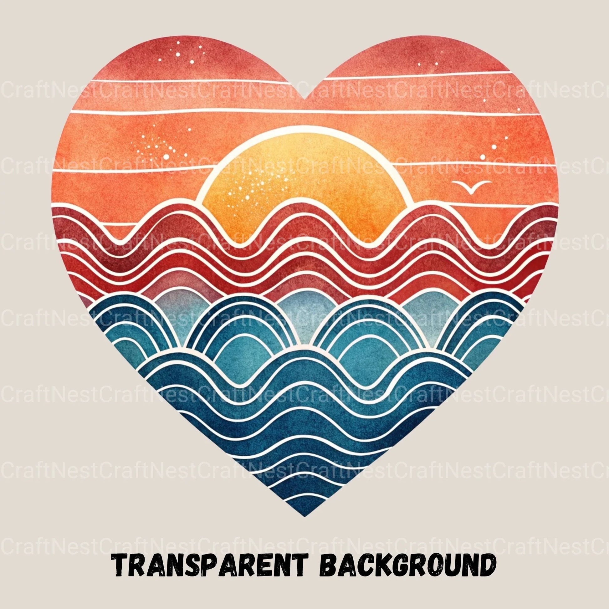 Retro Sunset Hearts Clipart Bundle - CraftNest - Digital Crafting and Art