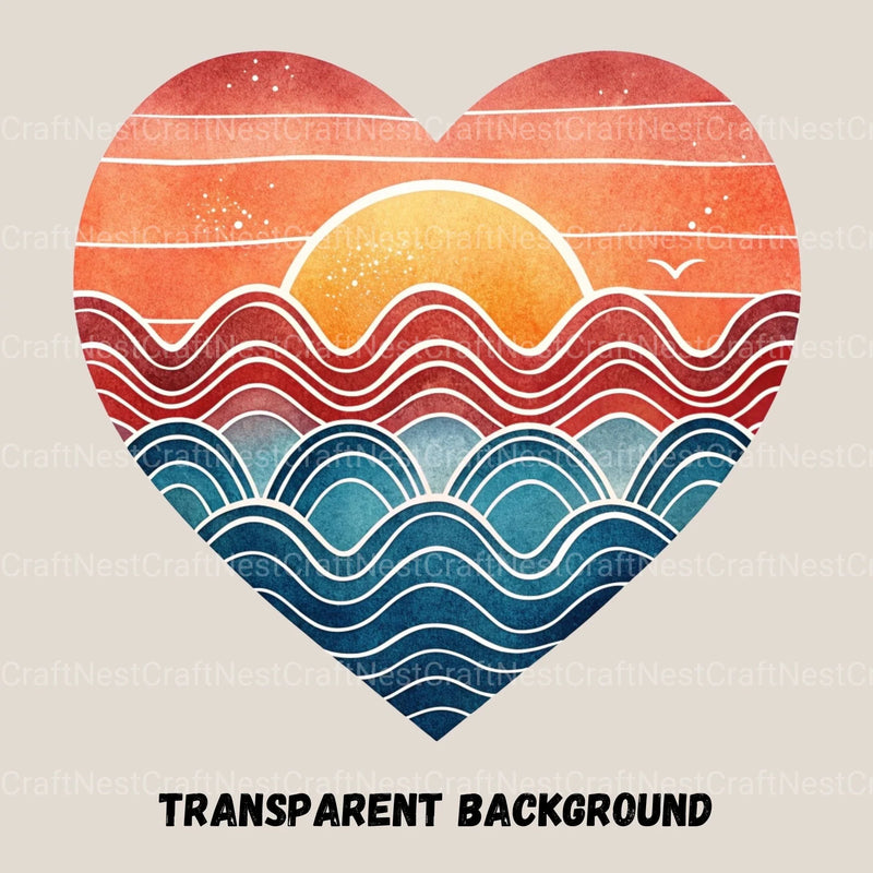 Retro Sunset Hearts Clipart Bundle - CraftNest - Digital Crafting and Art