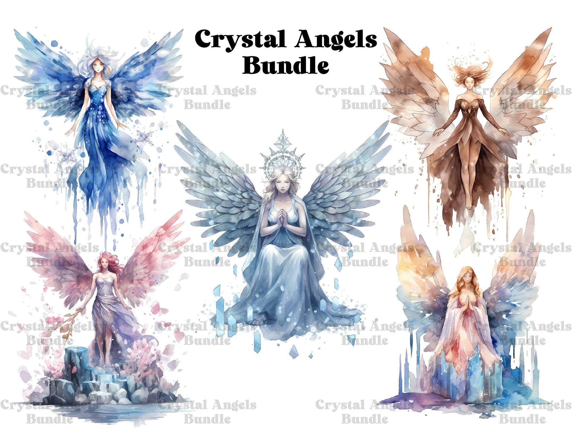 Crystal Angels Clipart - CraftNest