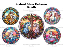 Stained Glass Unicorns Clipart - CraftNest