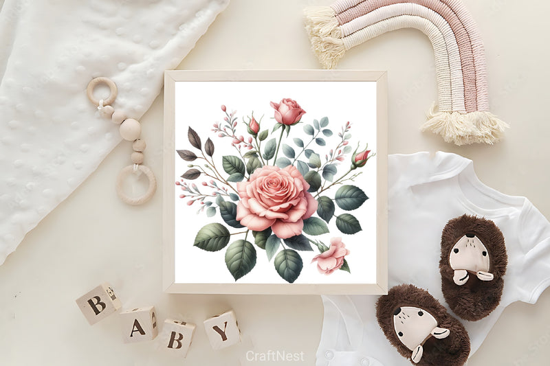 Pink Roses Clipart Bundle - CraftNest - Digital Crafting and Art