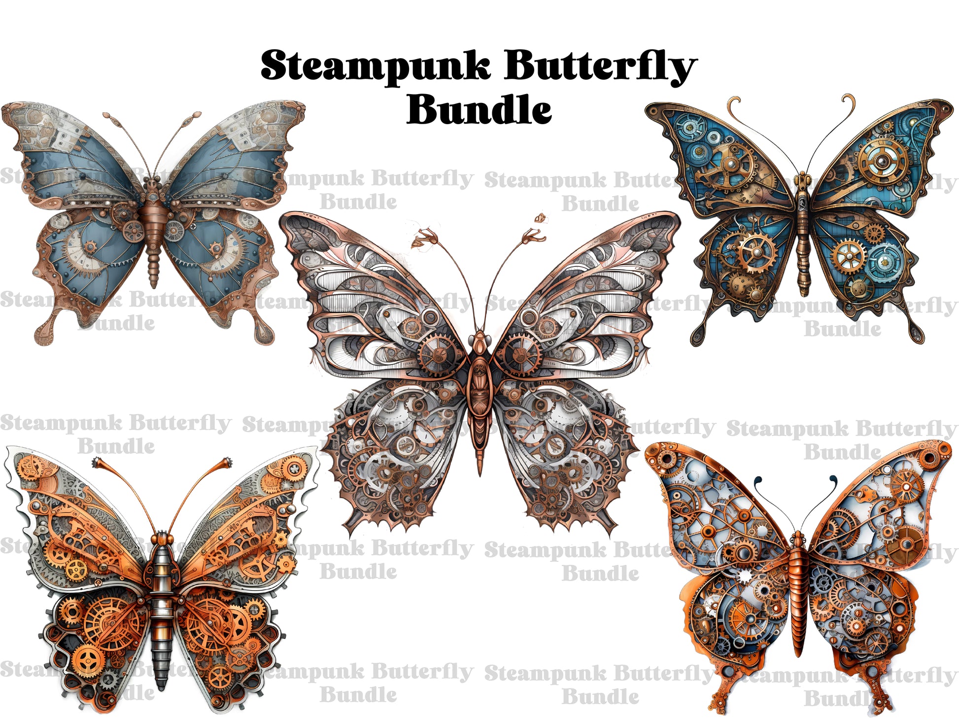 Steampunk Butterfly Clipart - CraftNest