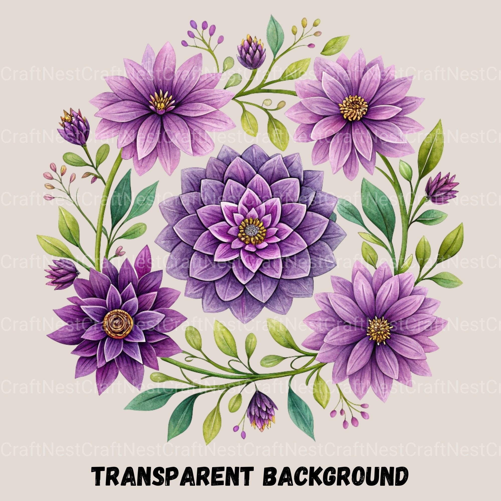 Mexican Flowers Purple Clipart Bundle - CraftNest - Digital Crafting and Art