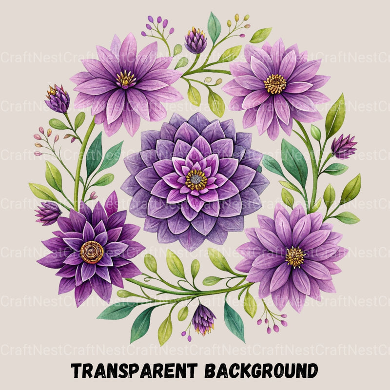 Mexican Flowers Purple Clipart Bundle - CraftNest - Digital Crafting and Art