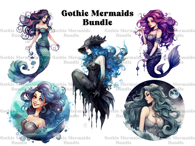 Gothic Mermaids Clipart - CraftNest