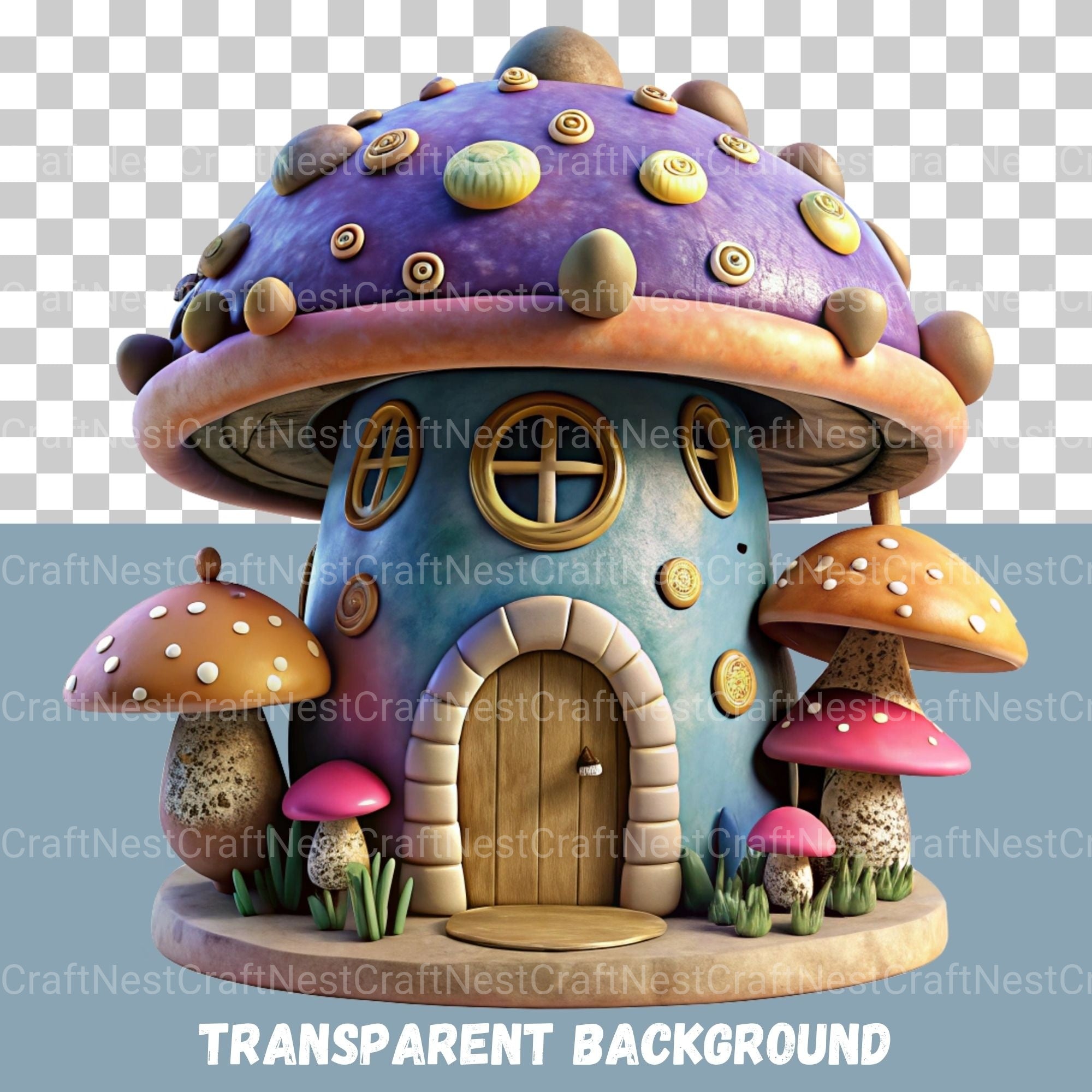 3D Mushroom Houses Clipart Bundle - CraftNest - Digital Crafting and Art