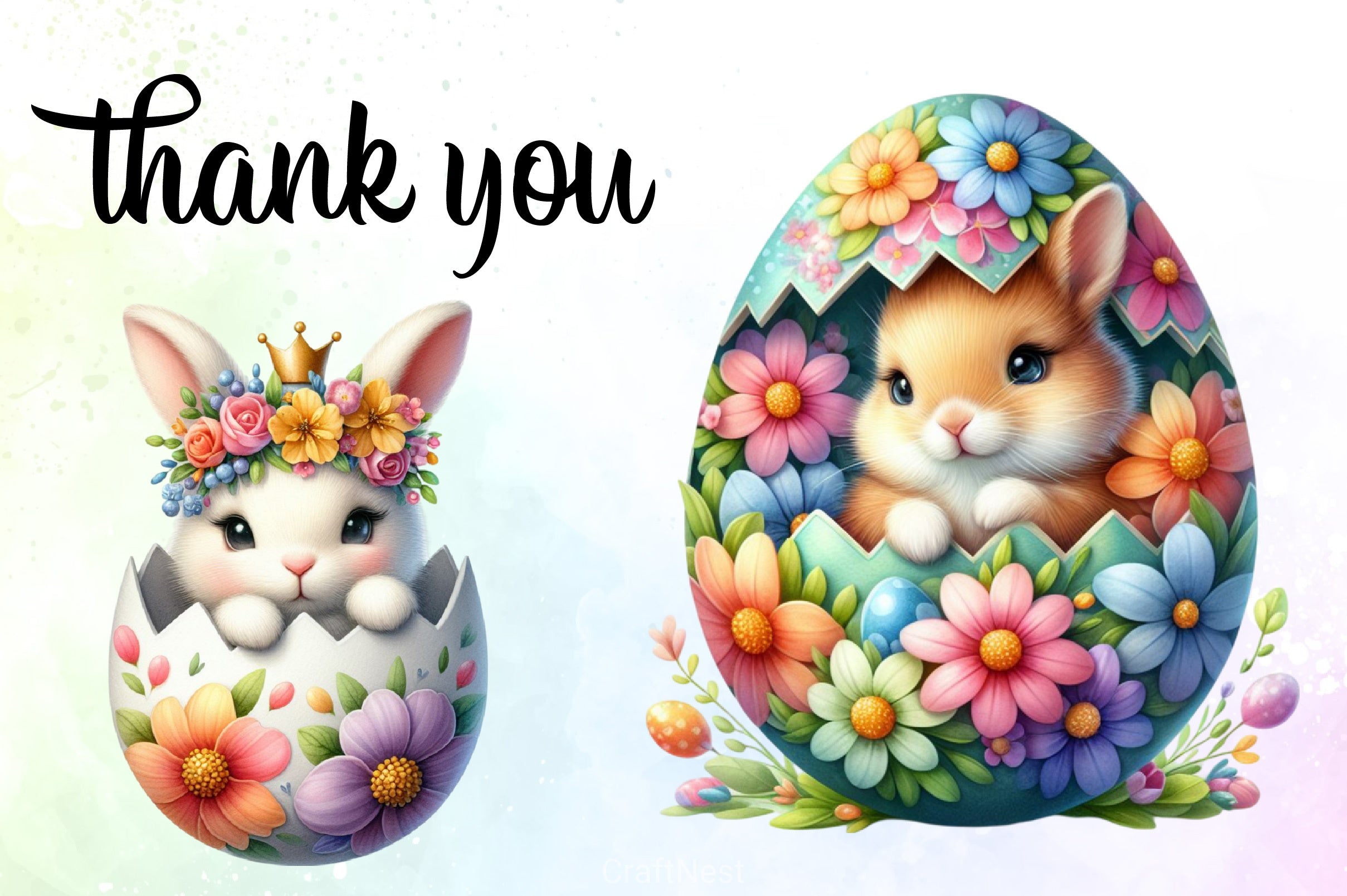 Cute Easter Bunny Clipart Bundle 48 - CraftNest - Digital Crafting and Art