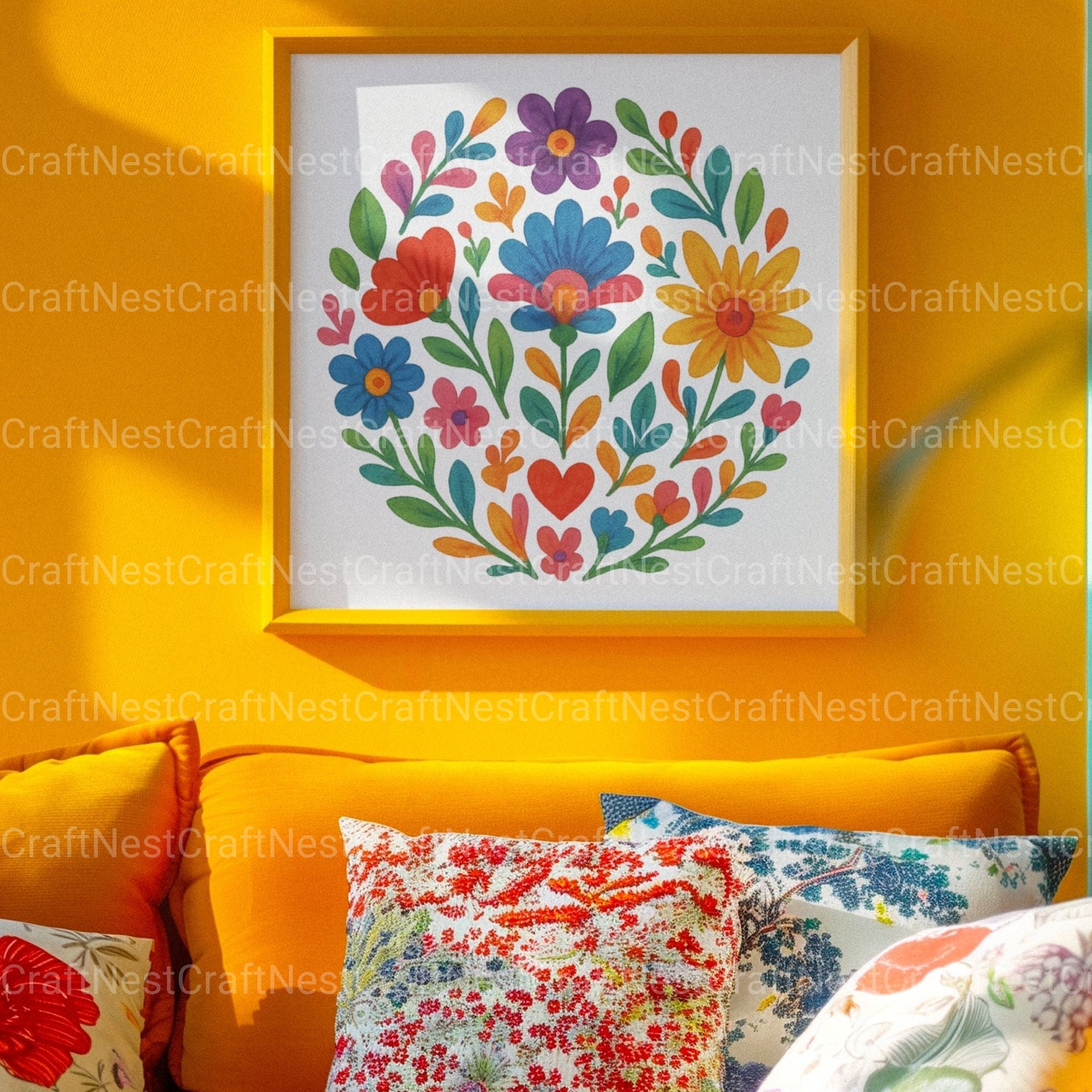 Mexican Flowers Circle Clipart Bundle - CraftNest - Digital Crafting and Art