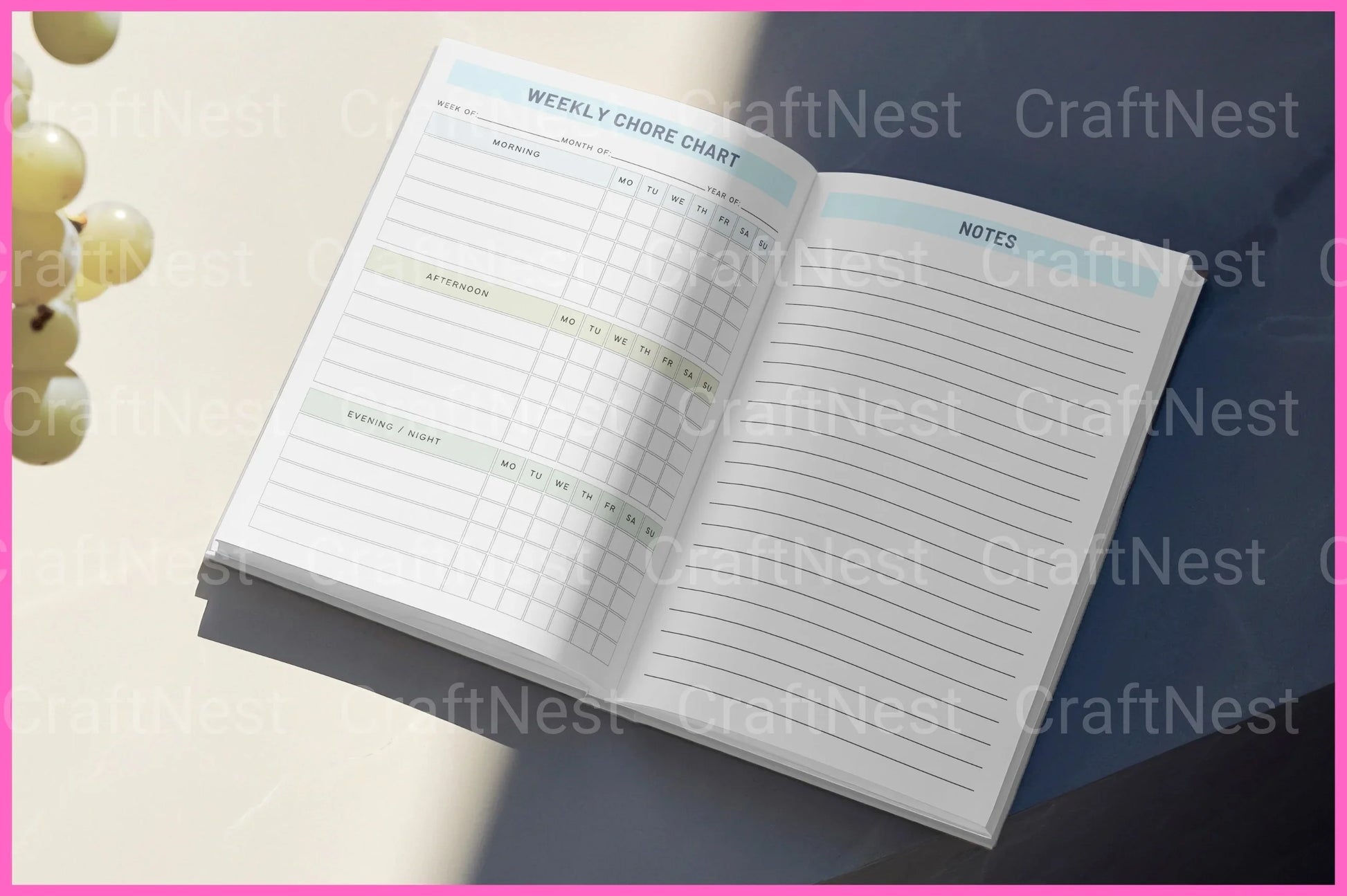 Weekly Chore Chart Template - CraftNest - Digital Crafting and Art