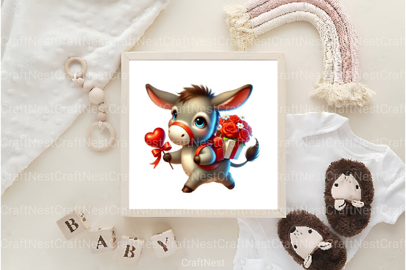 Valentine's Day Funny Donkey Clipart Bundle - CraftNest - Digital Crafting and Art