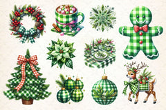 Green Plaid Christmas Clipart Bundle - CraftNest - Digital Crafting and Art