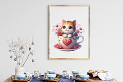 Valentine Cat Cup Clipart Bundle - CraftNest - Digital Crafting and Art
