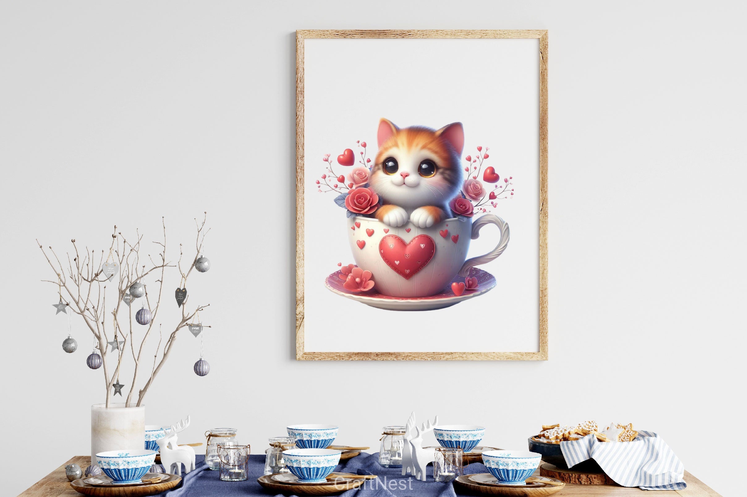 Valentine Cat Cup Clipart Bundle - CraftNest - Digital Crafting and Art