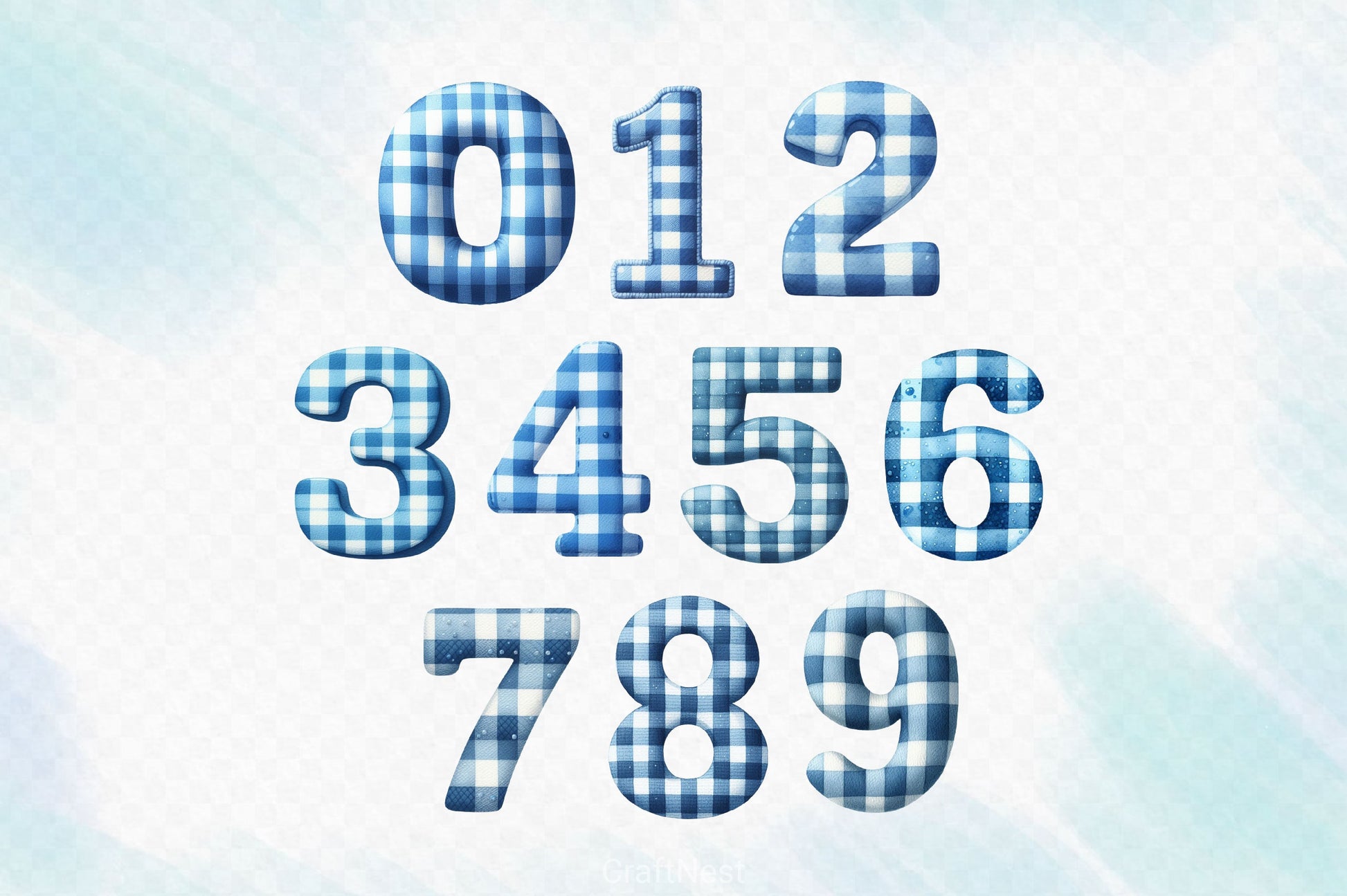 Blue Gingham Alphabet Clipart Bundle - CraftNest - Digital Crafting and Art