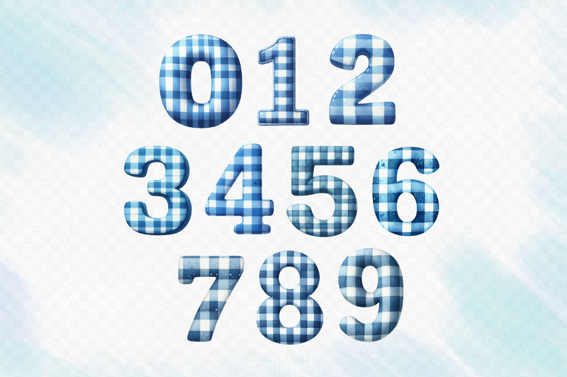 Blue Gingham Alphabet Clipart Bundle - CraftNest - Digital Crafting and Art