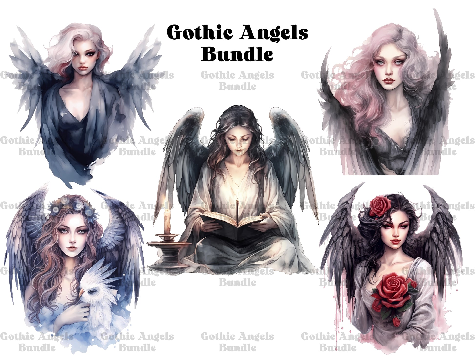 Gothic Angels Clipart - CraftNest