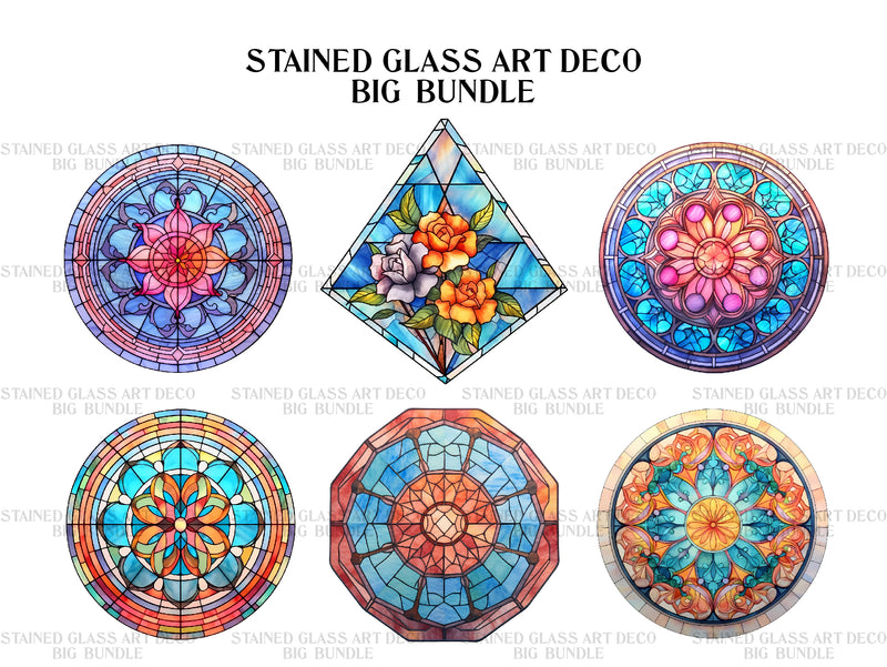 Stained Glass Art Deco Clipart - CraftNest