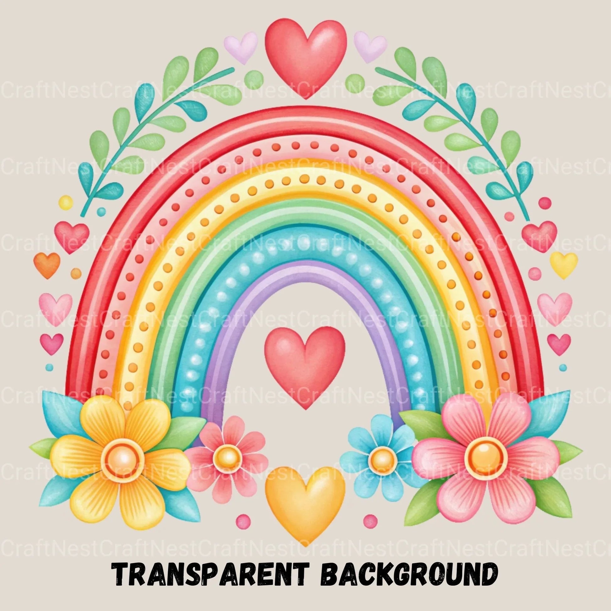 Rainbows Hearts Flowers Clipart Bundle - CraftNest - Digital Crafting and Art