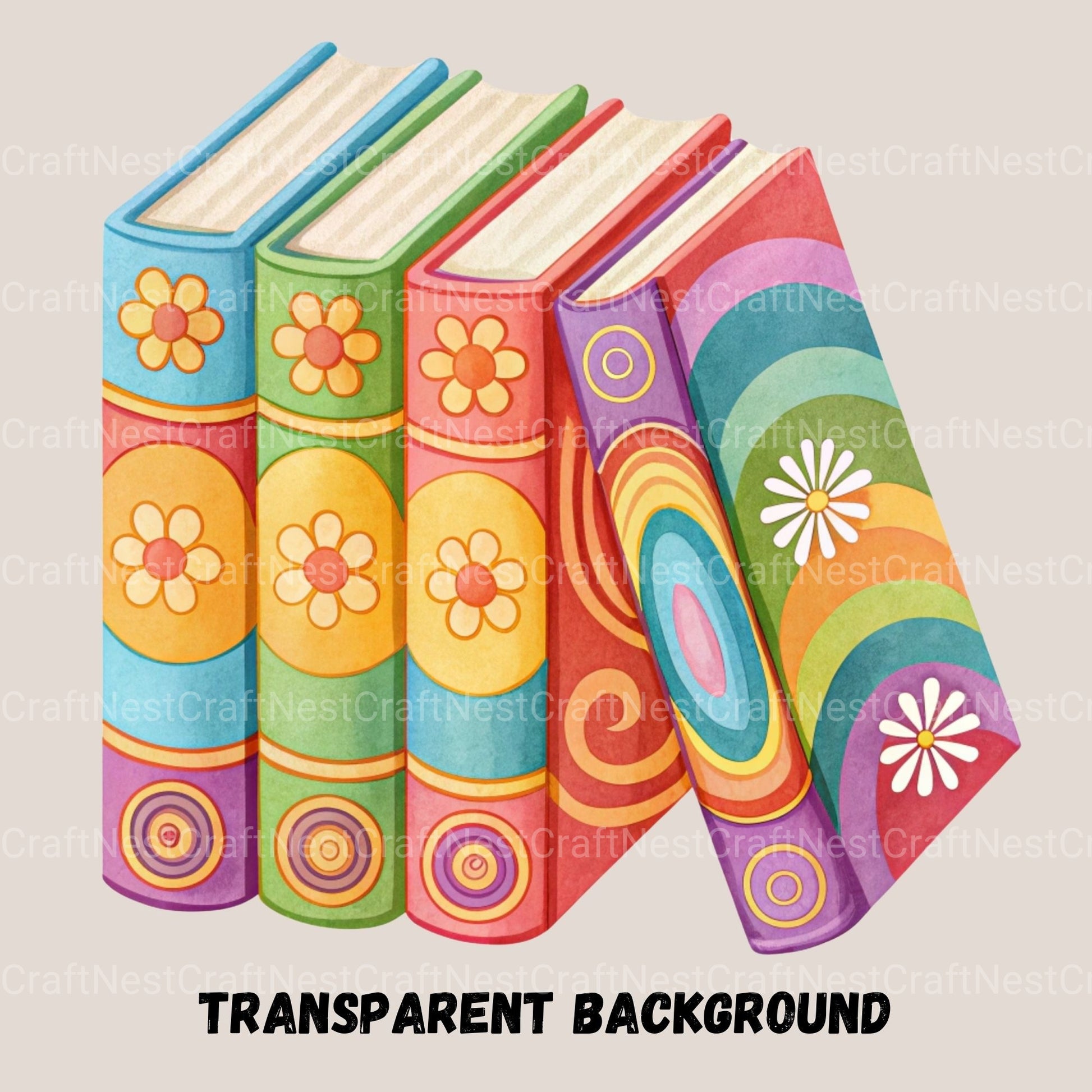 Groovy Books Clipart Bundle 2 - CraftNest - Digital Crafting and Art