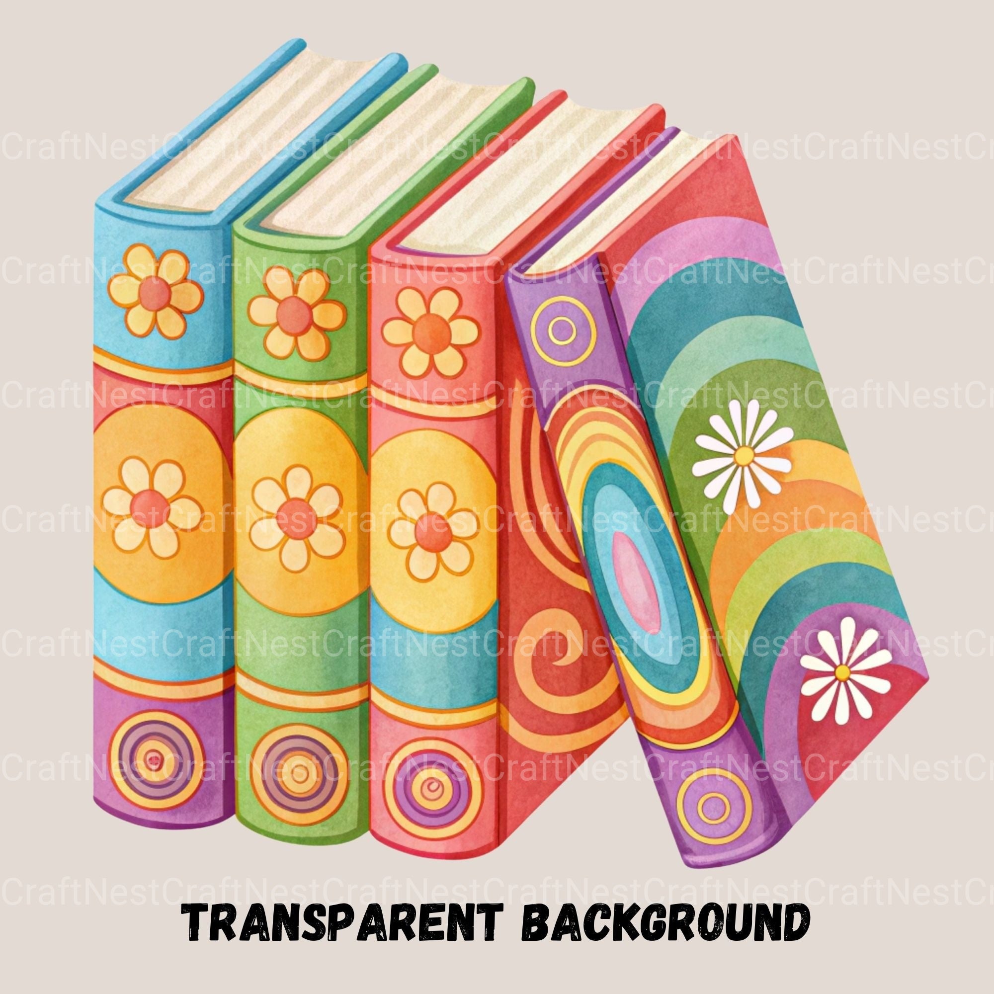 Groovy Books Clipart Bundle 2 - CraftNest - Digital Crafting and Art