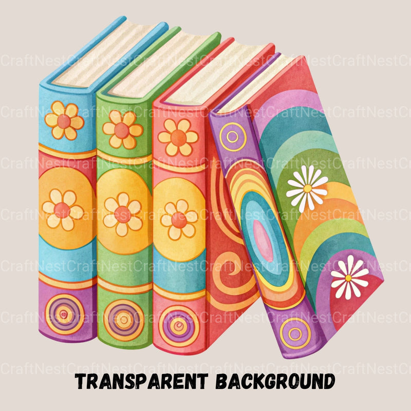 Groovy Books Clipart Bundle 2 - CraftNest - Digital Crafting and Art