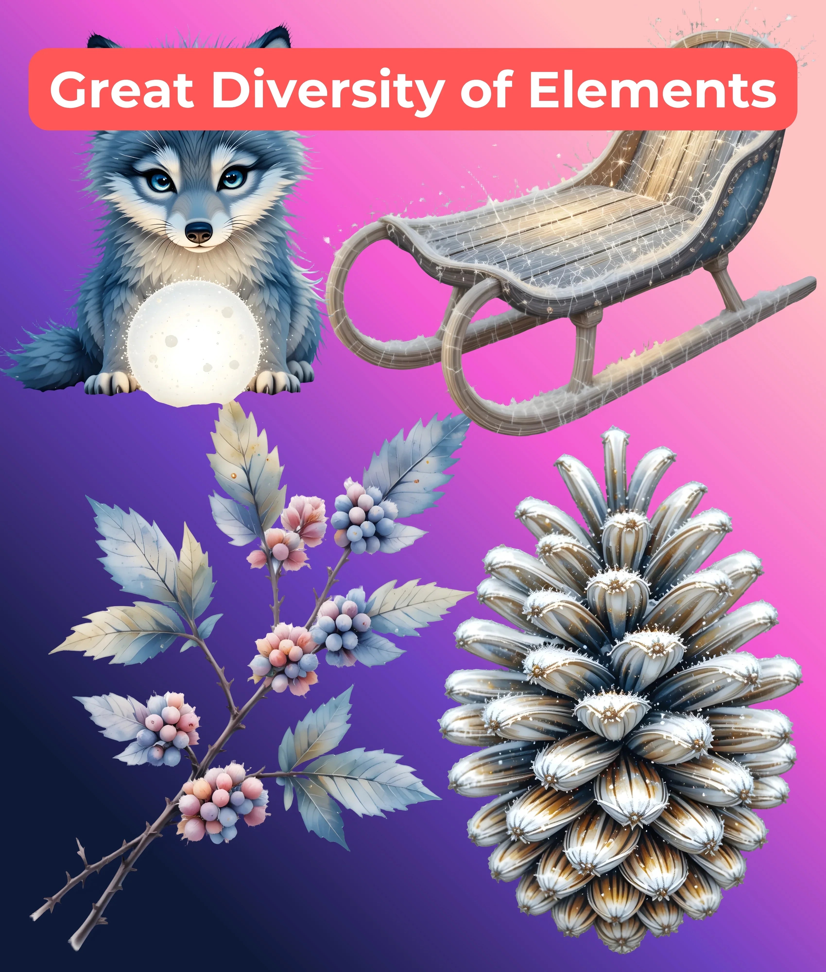 Ethereal Winter Elements Clipart Bundle - CraftNest - Digital Crafting and Art