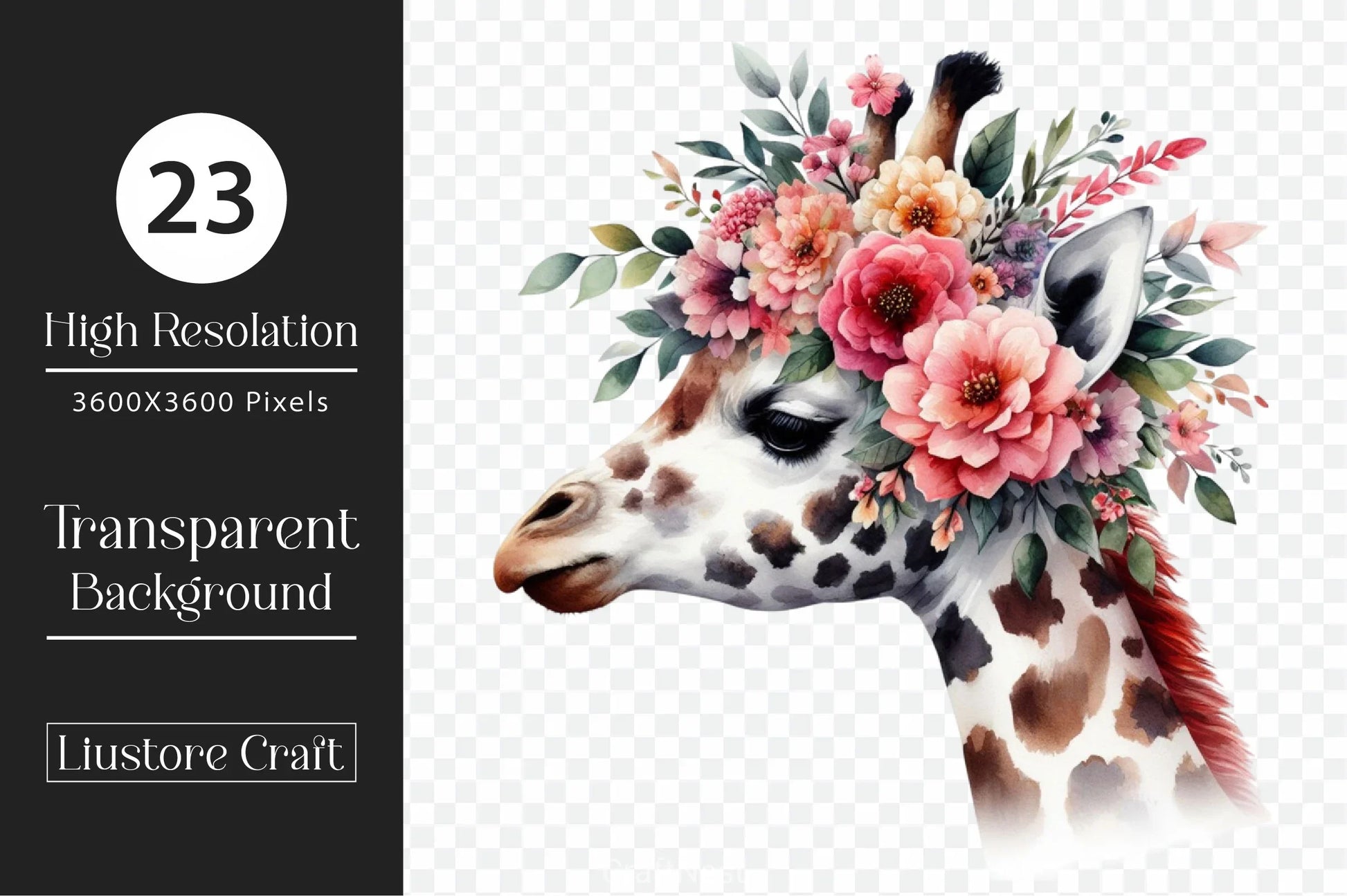 Floral Giraffe Clipart Bundle - CraftNest - Digital Crafting and Art