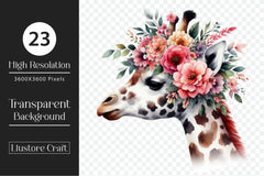 Floral Giraffe Clipart Bundle - CraftNest - Digital Crafting and Art
