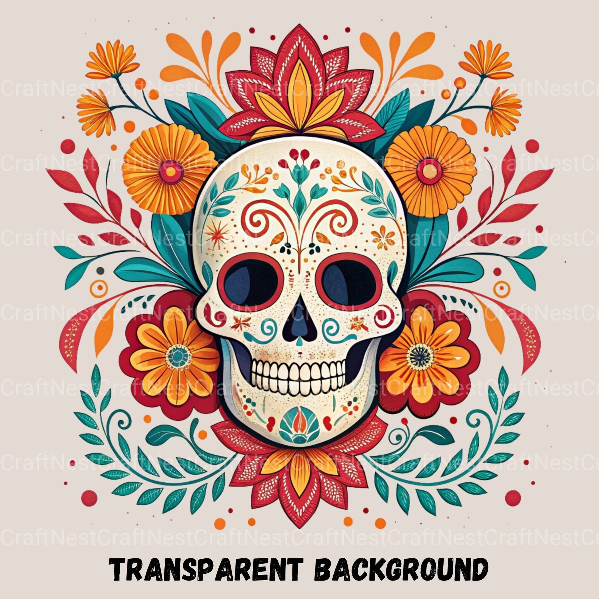 Mexican Floral Skulls Clipart Bundle - CraftNest - Digital Crafting and Art