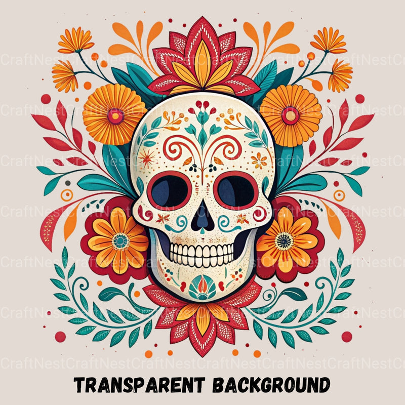Mexican Floral Skulls Clipart Bundle - CraftNest - Digital Crafting and Art
