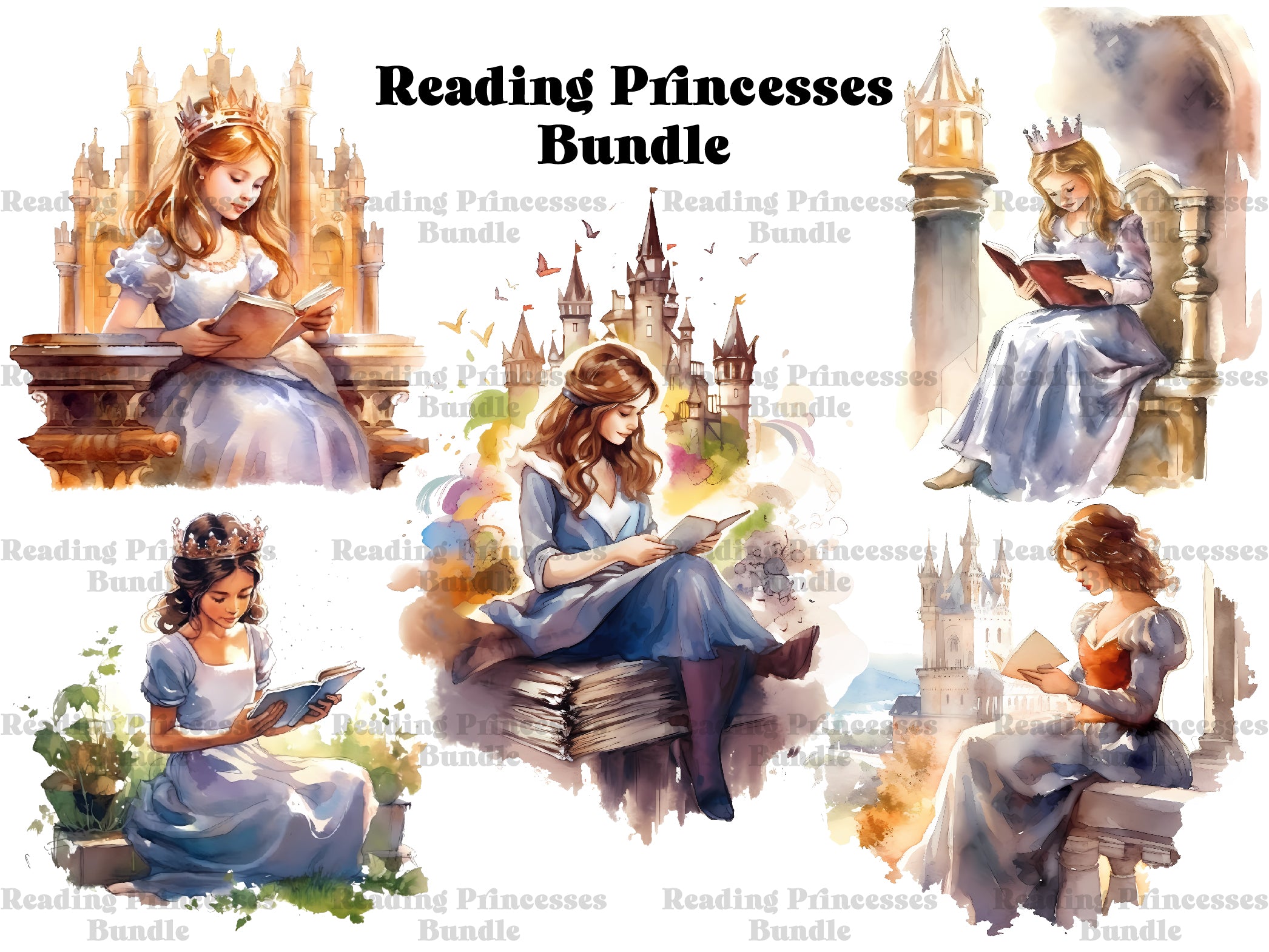 Reading Princesses Clipart - CraftNest