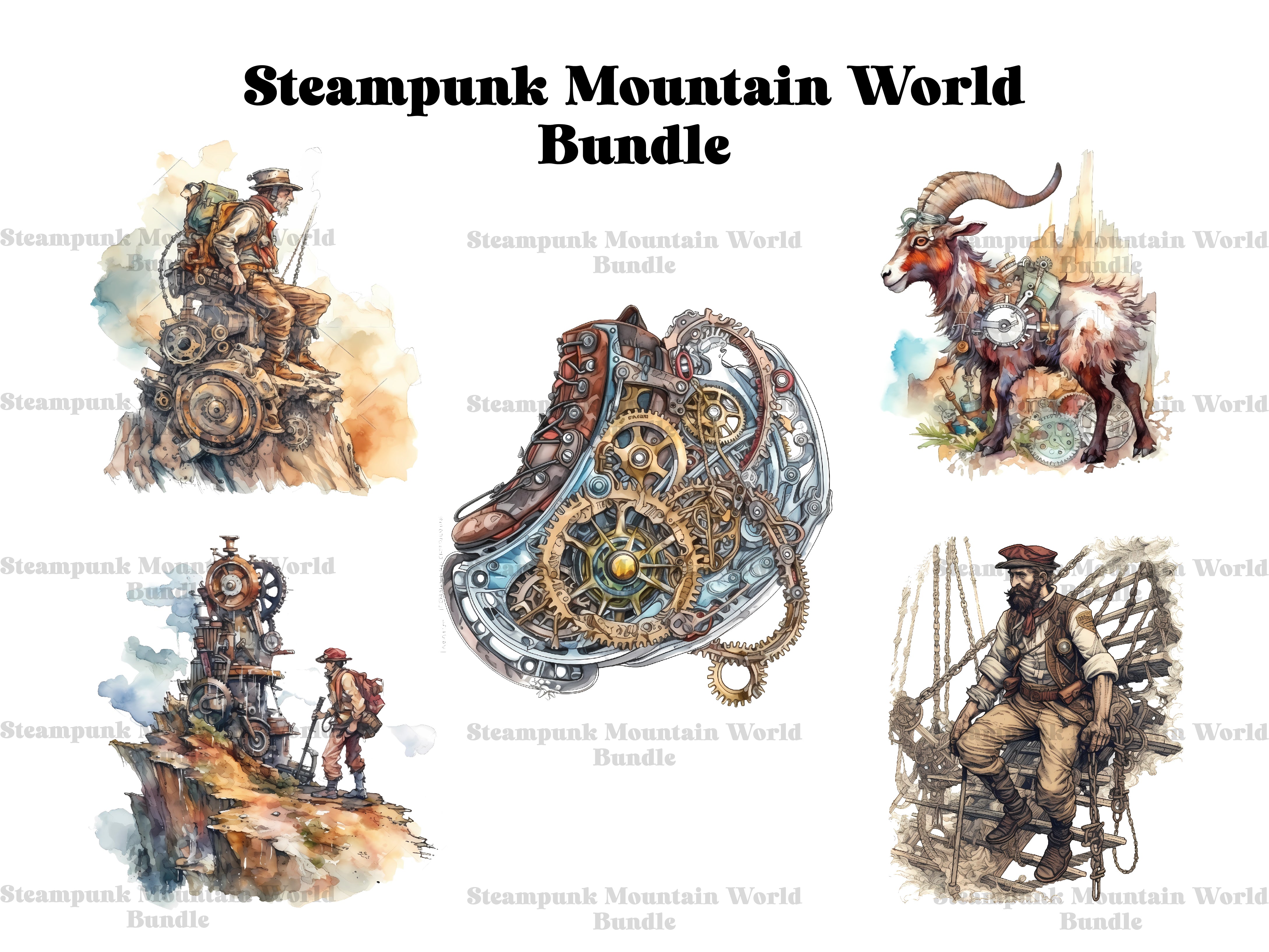 Steampunk Mountain World Clipart - CraftNest