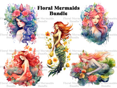 Floral Mermaids Clipart - CraftNest