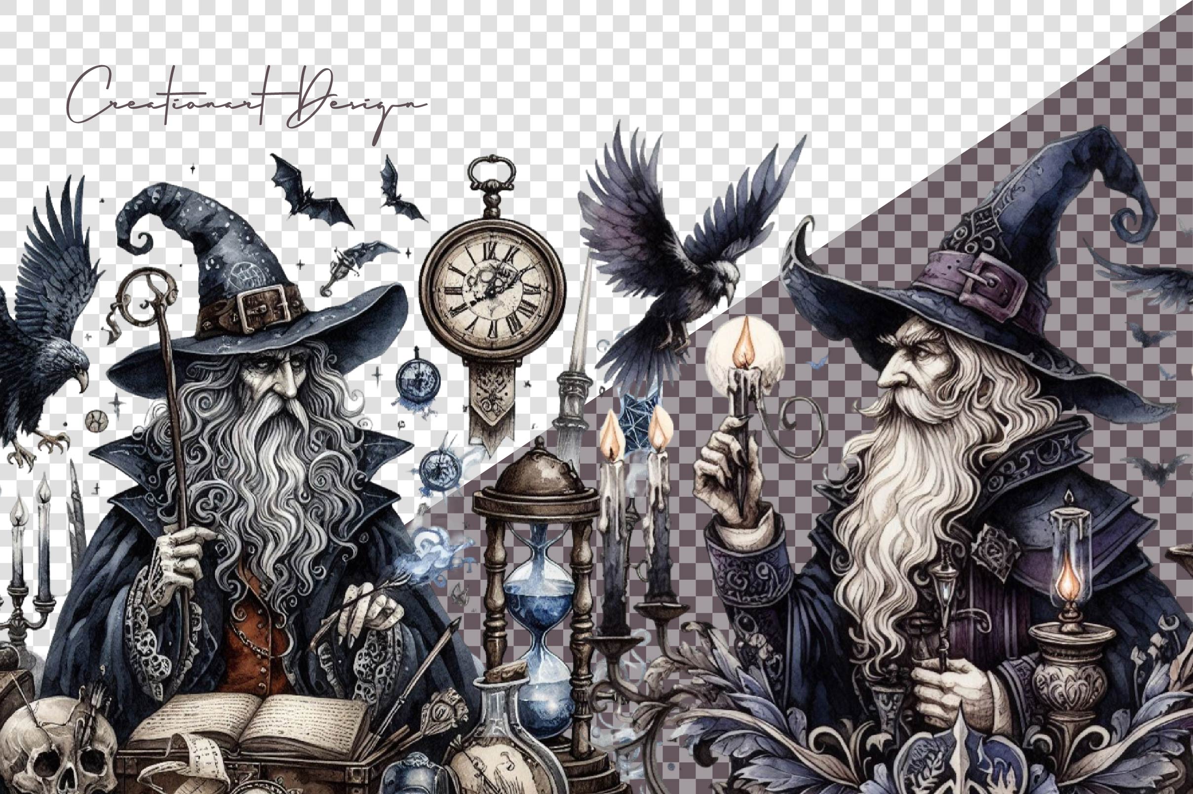 Mystical Wizard Clipart Bundle - CraftNest - Digital Crafting and Art