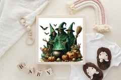 Antique Green Halloween Clipart Bundle - CraftNest - Digital Crafting and Art