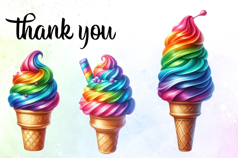 Rainbow Ice Cream Clipart Bundle - CraftNest - Digital Crafting and Art