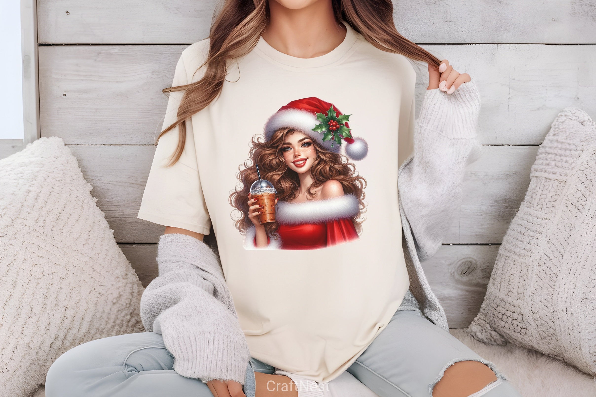 Christmas Coffee Girl Clipart Bundle - CraftNest - Digital Crafting and Art