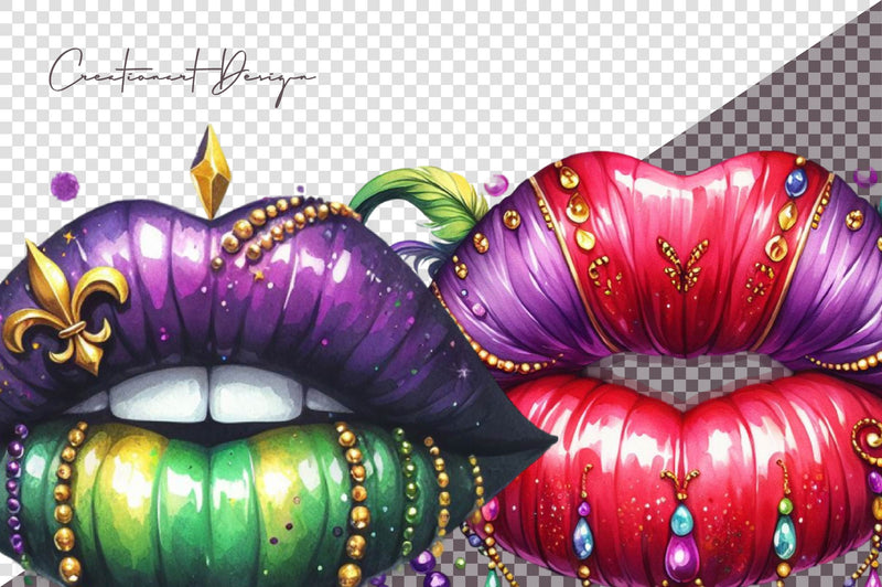 Mardi Gras Lips Clipart Bundle - CraftNest - Digital Crafting and Art
