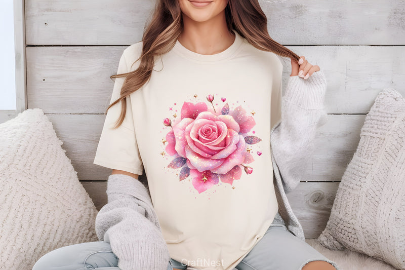 Pink Glitter Roses Clipart Bundle - CraftNest - Digital Crafting and Art