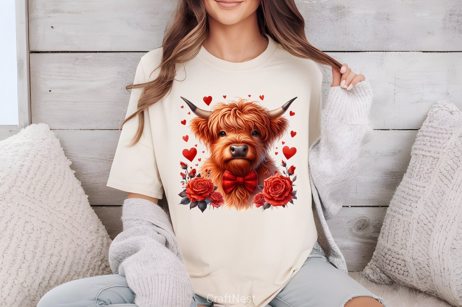 Valentine's Day Highland Cows Clipart Bundle - CraftNest - Digital Crafting and Art