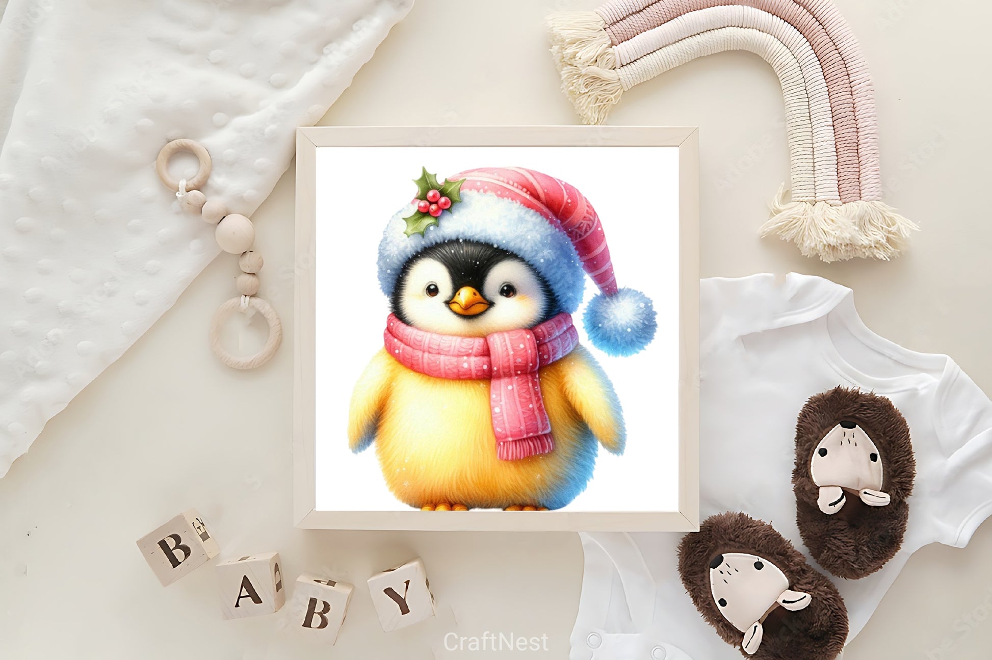 Watercolour Pastel Yellow Christmas Clipart Bundle - CraftNest - Digital Crafting and Art