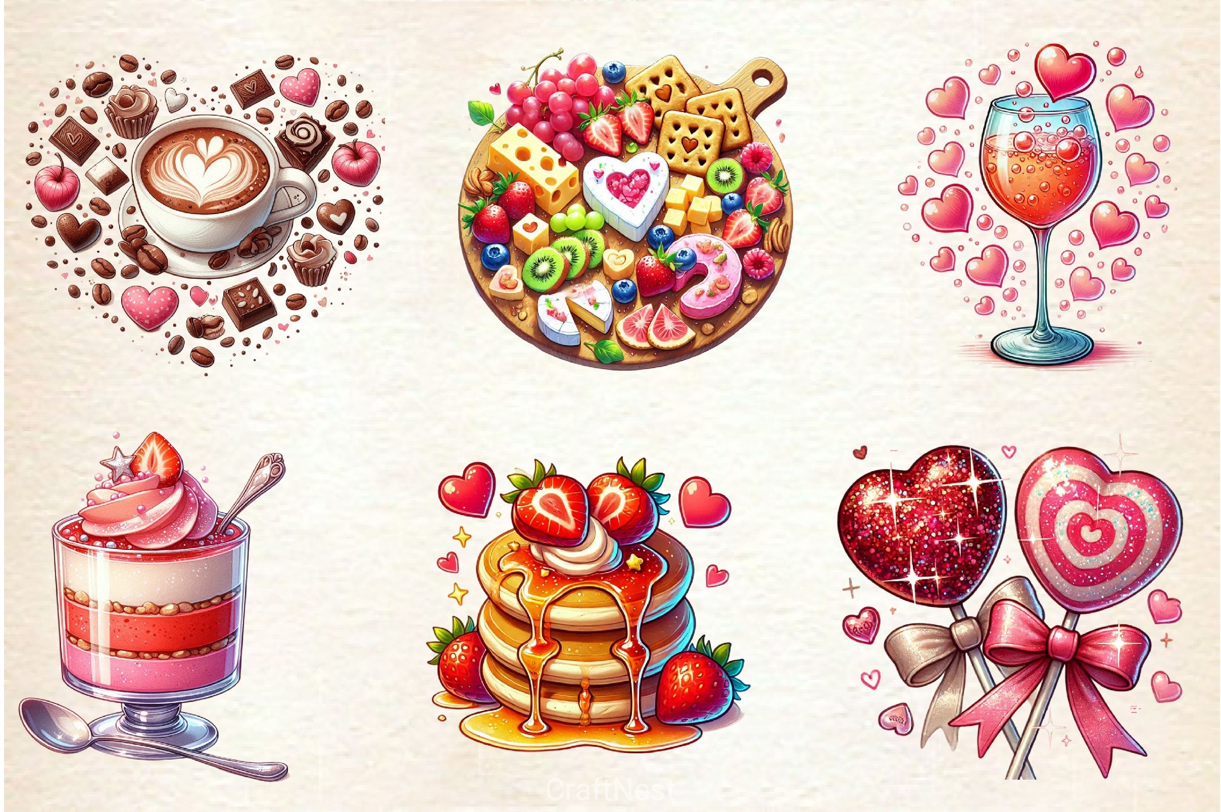 Valentines Day Food Clipart Bundle 2 - CraftNest - Digital Crafting and Art