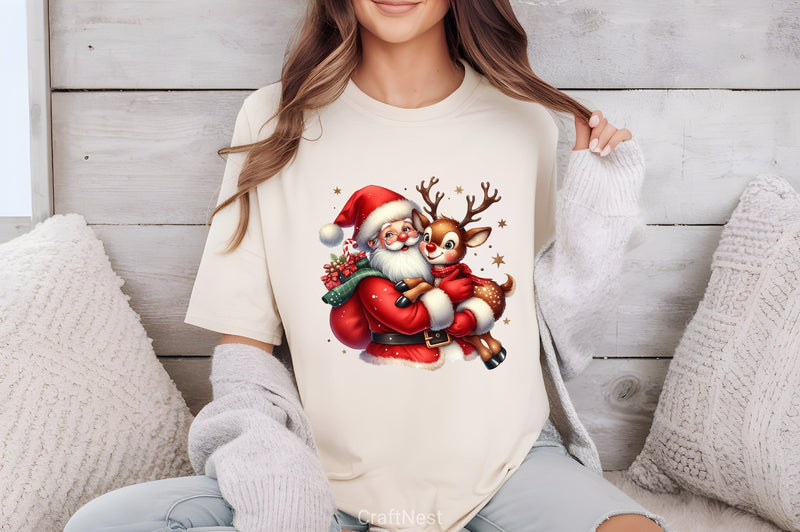 Christmas Santa & Reindeer Clipart Bundle - CraftNest - Digital Crafting and Art