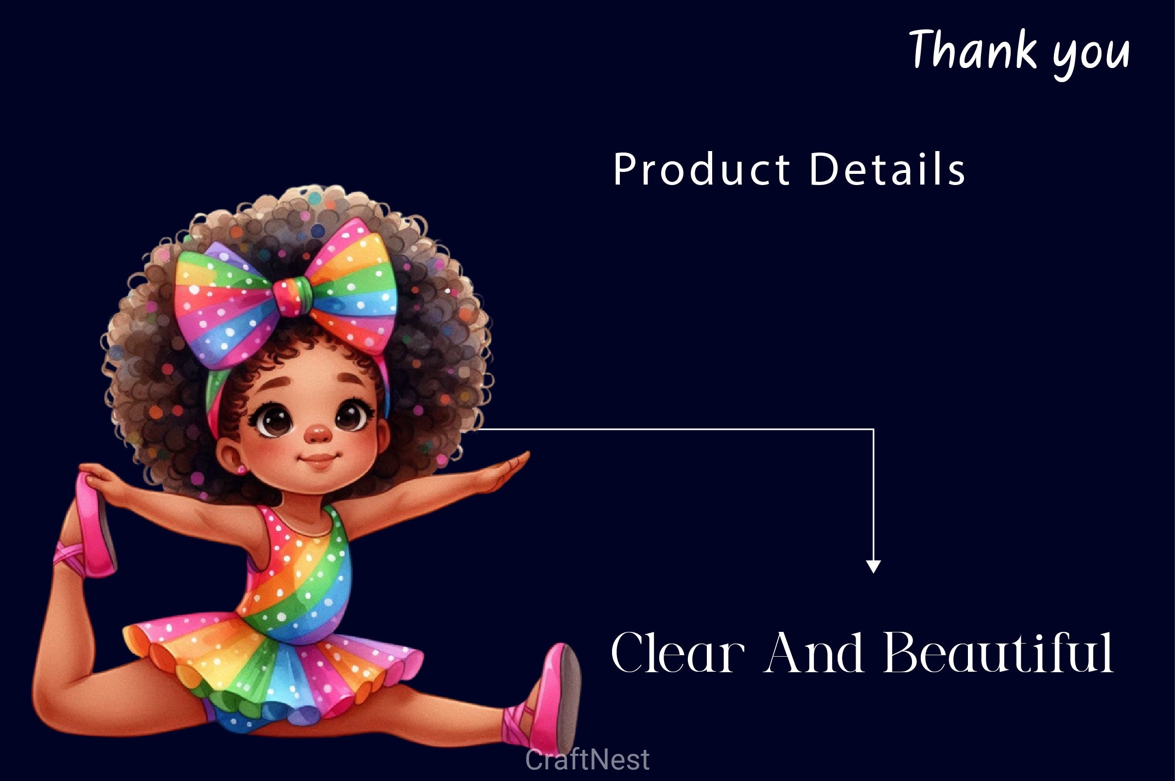 Cute Little Girl Afro Yoga Pose Clipart Bundle - CraftNest - Digital Crafting and Art