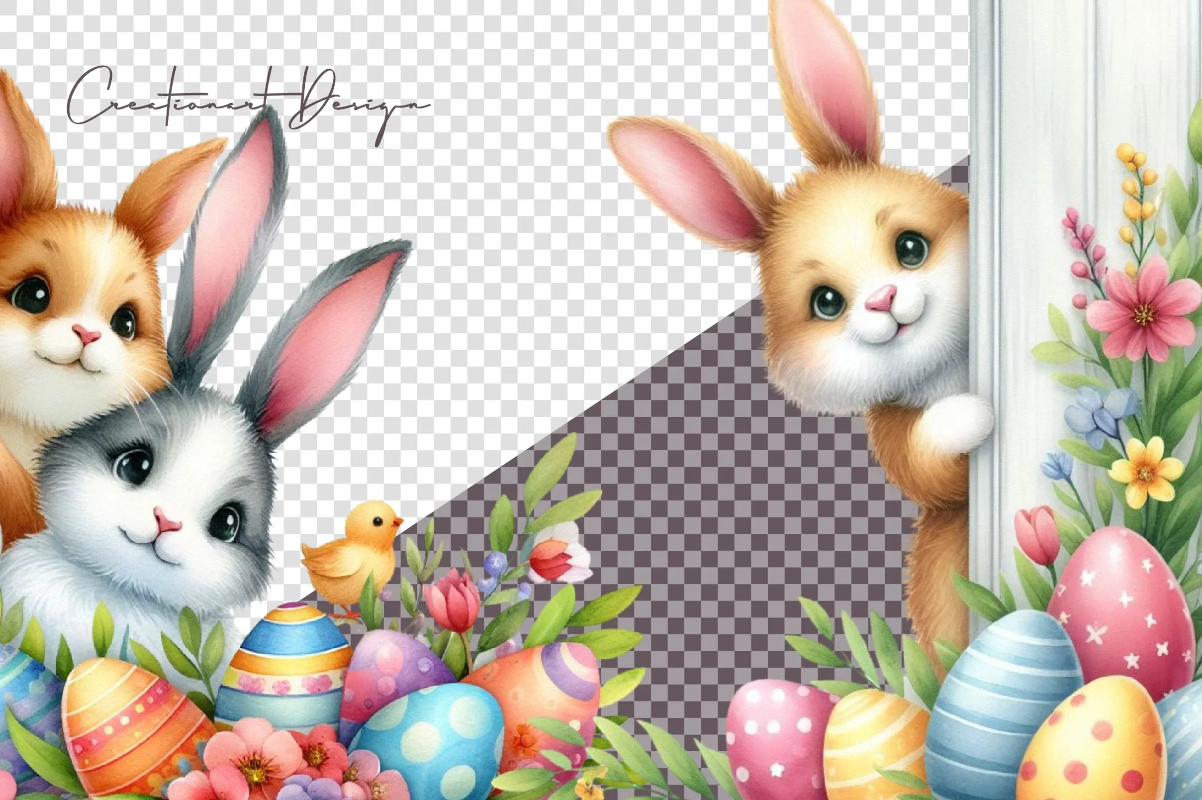 Easter Peeking Out Clipart Bundle - CraftNest - Digital Crafting and Art